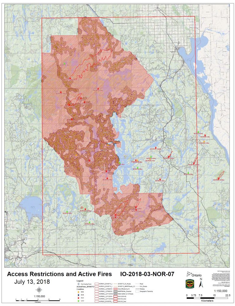 Notice: Access Restrictions and Active Fires Map – July 13, 2018